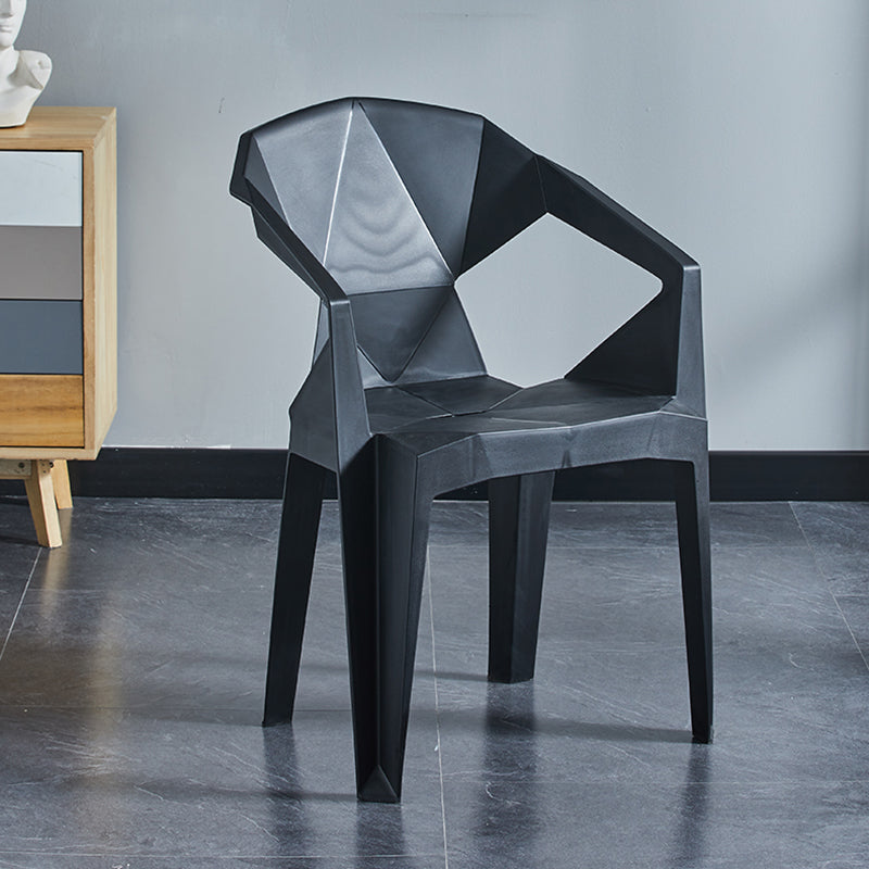 Home Contemporary Arm Chair Solid Back Plastic Stackable Dining Room Chair Clearhalo ' kitchen&dining_furn' 'Dining Chairs' 'Dining Tables & Seating' 'dining_chair' 'furn' 'furn_dining_chair' 'Furniture' 'furniture_dining_chair' 'Kitchen & Dining Furniture' 'kitchen' 3539511