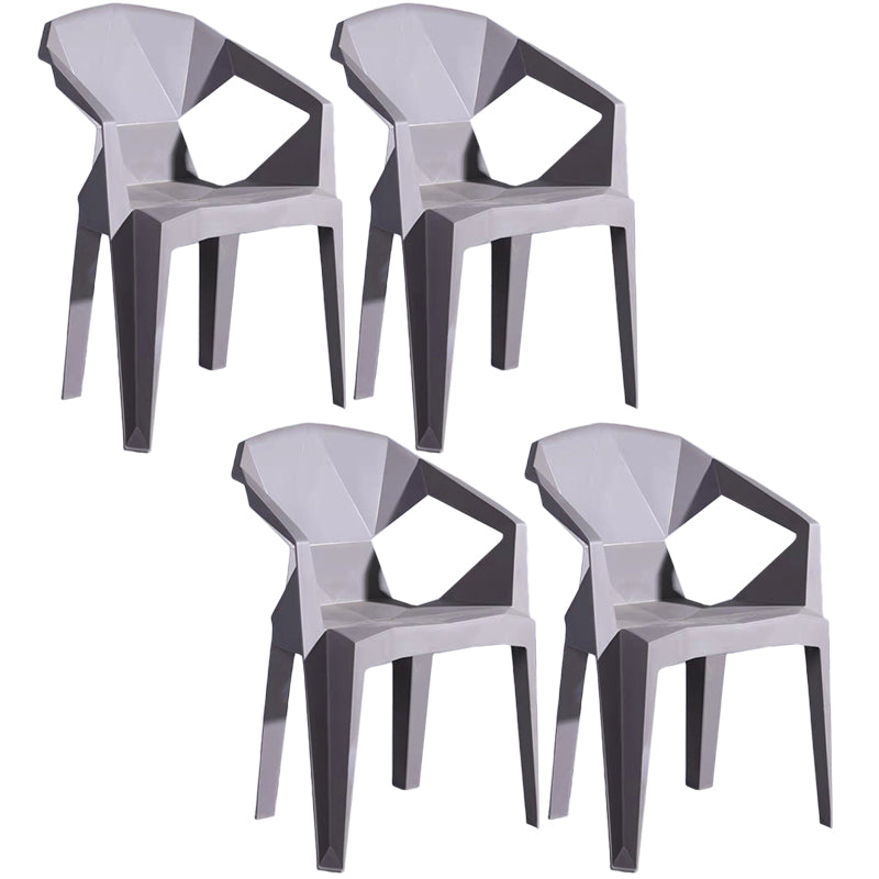 Home Contemporary Arm Chair Solid Back Plastic Stackable Dining Room Chair Grey 4 Piece Set Clearhalo ' kitchen&dining_furn' 'Dining Chairs' 'Dining Tables & Seating' 'dining_chair' 'furn' 'furn_dining_chair' 'Furniture' 'furniture_dining_chair' 'Kitchen & Dining Furniture' 'kitchen' 3539512