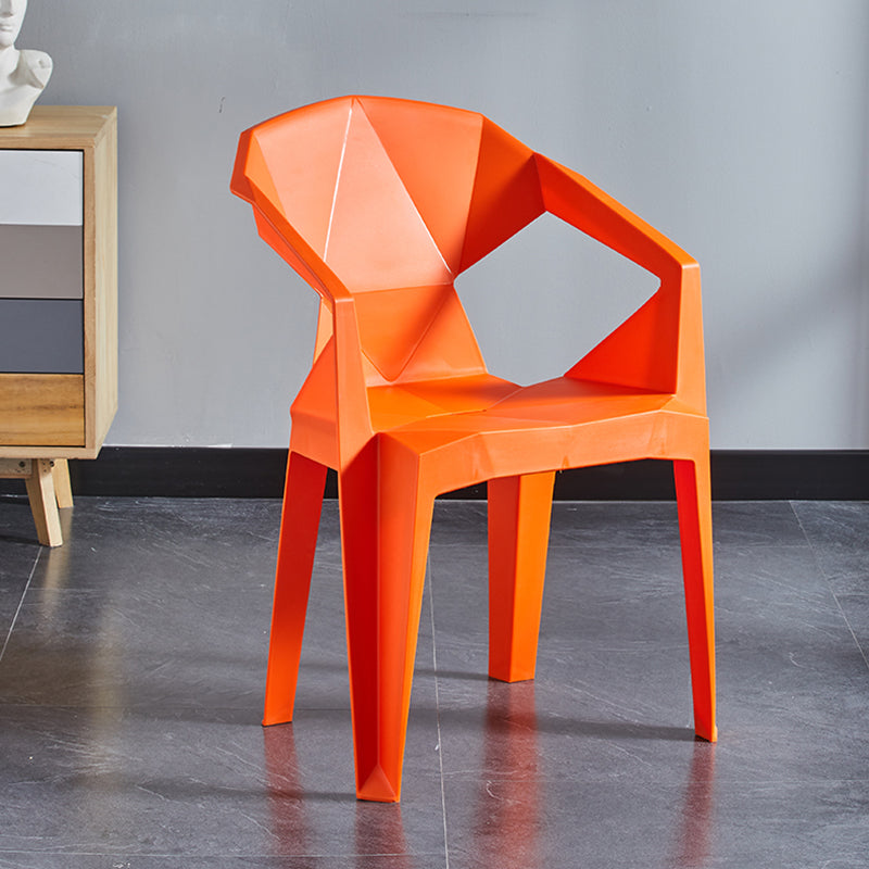 Home Contemporary Arm Chair Solid Back Plastic Stackable Dining Room Chair Clearhalo ' kitchen&dining_furn' 'Dining Chairs' 'Dining Tables & Seating' 'dining_chair' 'furn' 'furn_dining_chair' 'Furniture' 'furniture_dining_chair' 'Kitchen & Dining Furniture' 'kitchen' 3539513