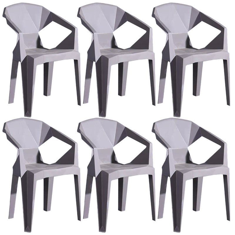 Home Contemporary Arm Chair Solid Back Plastic Stackable Dining Room Chair Grey 6 Piece Set Clearhalo ' kitchen&dining_furn' 'Dining Chairs' 'Dining Tables & Seating' 'dining_chair' 'furn' 'furn_dining_chair' 'Furniture' 'furniture_dining_chair' 'Kitchen & Dining Furniture' 'kitchen' 3539514