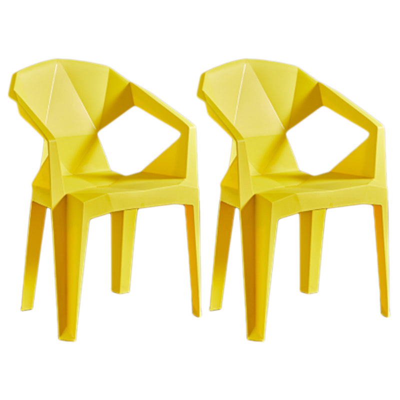 Home Contemporary Arm Chair Solid Back Plastic Stackable Dining Room Chair Yellow 2 Piece Set Clearhalo ' kitchen&dining_furn' 'Dining Chairs' 'Dining Tables & Seating' 'dining_chair' 'furn' 'furn_dining_chair' 'Furniture' 'furniture_dining_chair' 'Kitchen & Dining Furniture' 'kitchen' 3539516