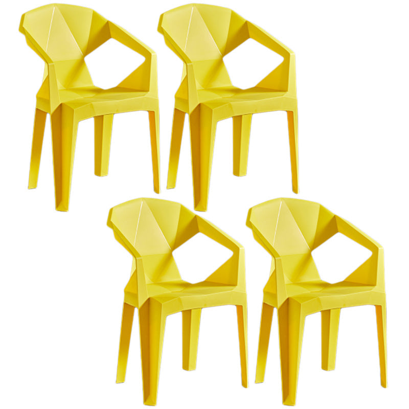 Home Contemporary Arm Chair Solid Back Plastic Stackable Dining Room Chair Yellow 4 Piece Set Clearhalo ' kitchen&dining_furn' 'Dining Chairs' 'Dining Tables & Seating' 'dining_chair' 'furn' 'furn_dining_chair' 'Furniture' 'furniture_dining_chair' 'Kitchen & Dining Furniture' 'kitchen' 3539517
