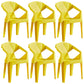 Home Contemporary Arm Chair Solid Back Plastic Stackable Dining Room Chair Yellow 6 Piece Set Clearhalo ' kitchen&dining_furn' 'Dining Chairs' 'Dining Tables & Seating' 'dining_chair' 'furn' 'furn_dining_chair' 'Furniture' 'furniture_dining_chair' 'Kitchen & Dining Furniture' 'kitchen' 3539519