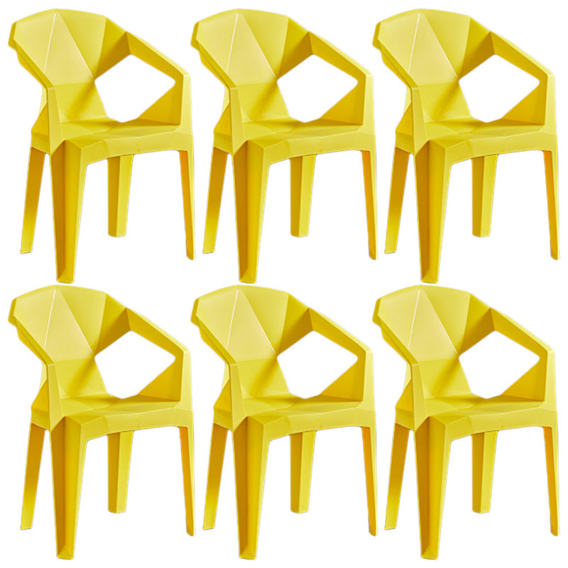 Home Contemporary Arm Chair Solid Back Plastic Stackable Dining Room Chair Yellow 6 Piece Set Clearhalo ' kitchen&dining_furn' 'Dining Chairs' 'Dining Tables & Seating' 'dining_chair' 'furn' 'furn_dining_chair' 'Furniture' 'furniture_dining_chair' 'Kitchen & Dining Furniture' 'kitchen' 3539519