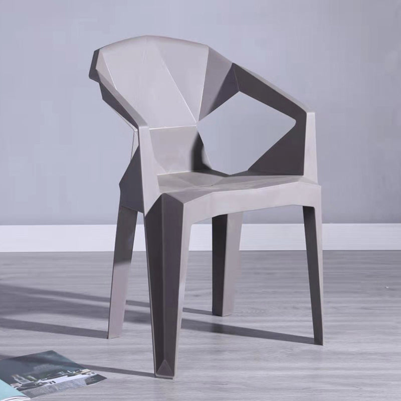 Home Contemporary Arm Chair Solid Back Plastic Stackable Dining Room Chair Clearhalo ' kitchen&dining_furn' 'Dining Chairs' 'Dining Tables & Seating' 'dining_chair' 'furn' 'furn_dining_chair' 'Furniture' 'furniture_dining_chair' 'Kitchen & Dining Furniture' 'kitchen' 3539520