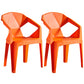 Home Contemporary Arm Chair Solid Back Plastic Stackable Dining Room Chair Orange 2 Piece Set Clearhalo ' kitchen&dining_furn' 'Dining Chairs' 'Dining Tables & Seating' 'dining_chair' 'furn' 'furn_dining_chair' 'Furniture' 'furniture_dining_chair' 'Kitchen & Dining Furniture' 'kitchen' 3539521