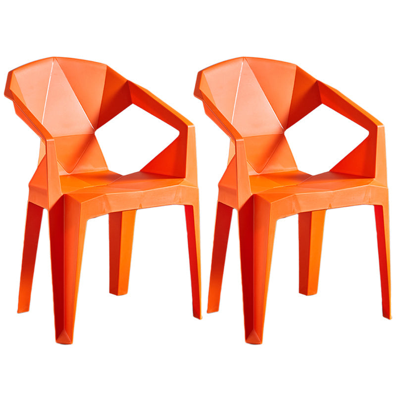 Home Contemporary Arm Chair Solid Back Plastic Stackable Dining Room Chair Orange 2 Piece Set Clearhalo ' kitchen&dining_furn' 'Dining Chairs' 'Dining Tables & Seating' 'dining_chair' 'furn' 'furn_dining_chair' 'Furniture' 'furniture_dining_chair' 'Kitchen & Dining Furniture' 'kitchen' 3539521