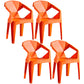 Home Contemporary Arm Chair Solid Back Plastic Stackable Dining Room Chair Orange 4 Piece Set Clearhalo ' kitchen&dining_furn' 'Dining Chairs' 'Dining Tables & Seating' 'dining_chair' 'furn' 'furn_dining_chair' 'Furniture' 'furniture_dining_chair' 'Kitchen & Dining Furniture' 'kitchen' 3539523