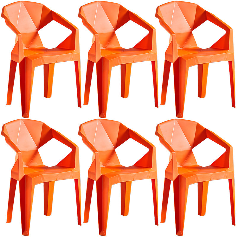 Home Contemporary Arm Chair Solid Back Plastic Stackable Dining Room Chair Orange 6 Piece Set Clearhalo ' kitchen&dining_furn' 'Dining Chairs' 'Dining Tables & Seating' 'dining_chair' 'furn' 'furn_dining_chair' 'Furniture' 'furniture_dining_chair' 'Kitchen & Dining Furniture' 'kitchen' 3539525