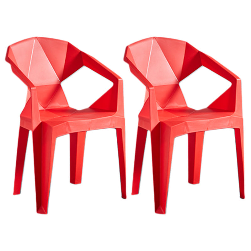 Home Contemporary Arm Chair Solid Back Plastic Stackable Dining Room Chair Red 2 Piece Set Clearhalo ' kitchen&dining_furn' 'Dining Chairs' 'Dining Tables & Seating' 'dining_chair' 'furn' 'furn_dining_chair' 'Furniture' 'furniture_dining_chair' 'Kitchen & Dining Furniture' 'kitchen' 3539527