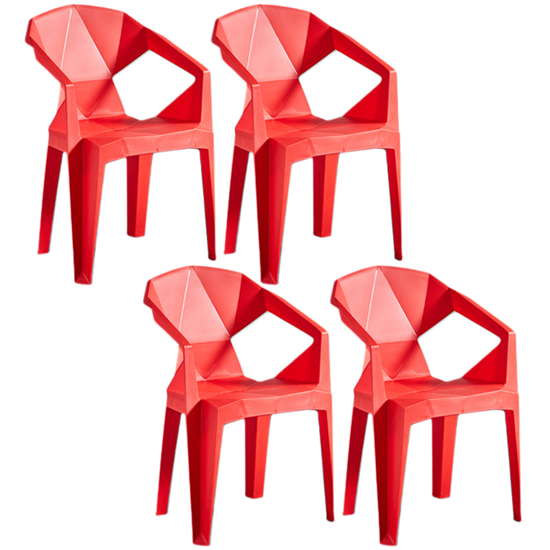 Home Contemporary Arm Chair Solid Back Plastic Stackable Dining Room Chair Red 4 Piece Set Clearhalo ' kitchen&dining_furn' 'Dining Chairs' 'Dining Tables & Seating' 'dining_chair' 'furn' 'furn_dining_chair' 'Furniture' 'furniture_dining_chair' 'Kitchen & Dining Furniture' 'kitchen' 3539530