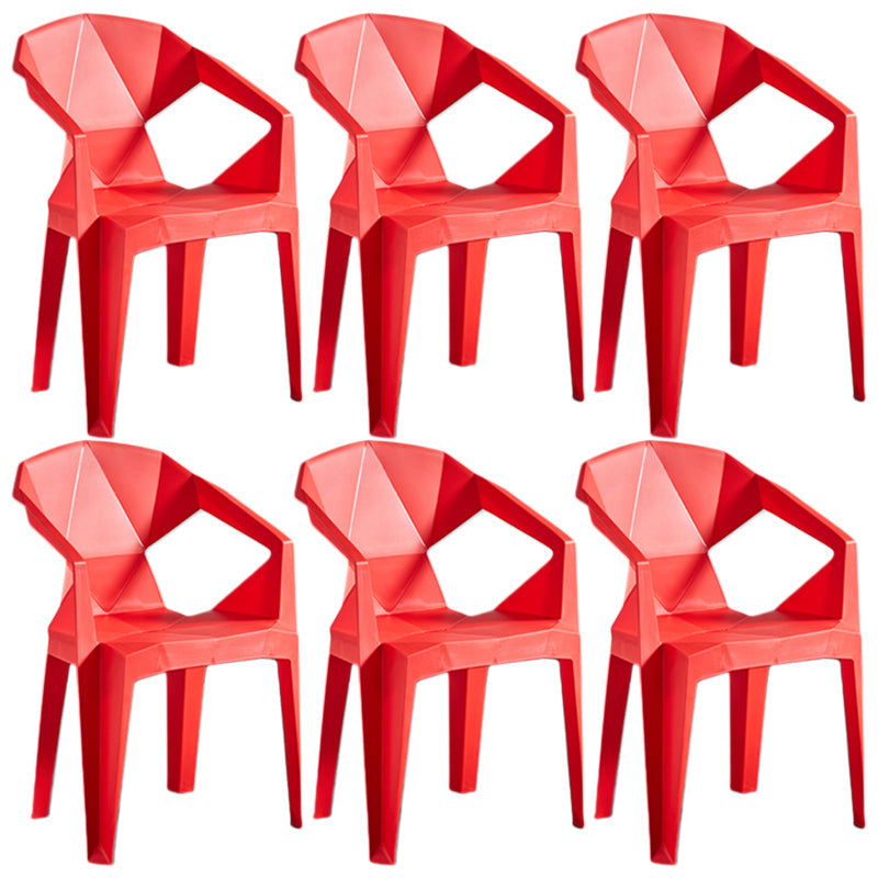 Home Contemporary Arm Chair Solid Back Plastic Stackable Dining Room Chair Red 6 Piece Set Clearhalo ' kitchen&dining_furn' 'Dining Chairs' 'Dining Tables & Seating' 'dining_chair' 'furn' 'furn_dining_chair' 'Furniture' 'furniture_dining_chair' 'Kitchen & Dining Furniture' 'kitchen' 3539532