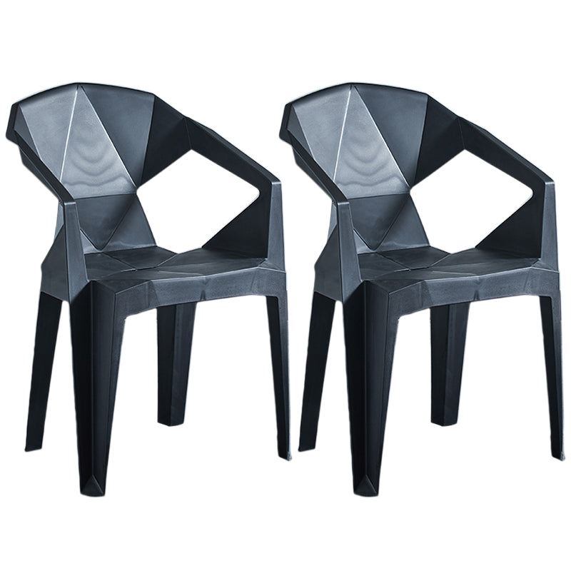 Home Contemporary Arm Chair Solid Back Plastic Stackable Dining Room Chair Black 2 Piece Set Clearhalo ' kitchen&dining_furn' 'Dining Chairs' 'Dining Tables & Seating' 'dining_chair' 'furn' 'furn_dining_chair' 'Furniture' 'furniture_dining_chair' 'Kitchen & Dining Furniture' 'kitchen' 3539534
