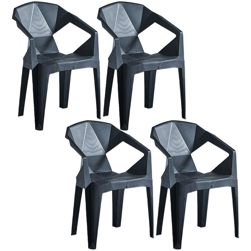 Home Contemporary Arm Chair Solid Back Plastic Stackable Dining Room Chair Black 4 Piece Set Clearhalo ' kitchen&dining_furn' 'Dining Chairs' 'Dining Tables & Seating' 'dining_chair' 'furn' 'furn_dining_chair' 'Furniture' 'furniture_dining_chair' 'Kitchen & Dining Furniture' 'kitchen' 3539535
