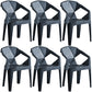 Home Contemporary Arm Chair Solid Back Plastic Stackable Dining Room Chair Black 6 Piece Set Clearhalo ' kitchen&dining_furn' 'Dining Chairs' 'Dining Tables & Seating' 'dining_chair' 'furn' 'furn_dining_chair' 'Furniture' 'furniture_dining_chair' 'Kitchen & Dining Furniture' 'kitchen' 3539536