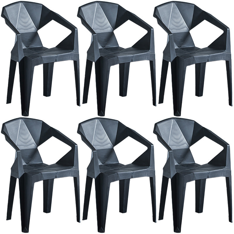 Home Contemporary Arm Chair Solid Back Plastic Stackable Dining Room Chair Black 6 Piece Set Clearhalo ' kitchen&dining_furn' 'Dining Chairs' 'Dining Tables & Seating' 'dining_chair' 'furn' 'furn_dining_chair' 'Furniture' 'furniture_dining_chair' 'Kitchen & Dining Furniture' 'kitchen' 3539536