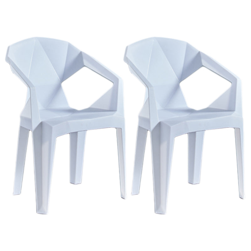 Home Contemporary Arm Chair Solid Back Plastic Stackable Dining Room Chair White 2 Piece Set Clearhalo ' kitchen&dining_furn' 'Dining Chairs' 'Dining Tables & Seating' 'dining_chair' 'furn' 'furn_dining_chair' 'Furniture' 'furniture_dining_chair' 'Kitchen & Dining Furniture' 'kitchen' 3539537