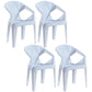 Home Contemporary Arm Chair Solid Back Plastic Stackable Dining Room Chair White 4 Piece Set Clearhalo ' kitchen&dining_furn' 'Dining Chairs' 'Dining Tables & Seating' 'dining_chair' 'furn' 'furn_dining_chair' 'Furniture' 'furniture_dining_chair' 'Kitchen & Dining Furniture' 'kitchen' 3539538