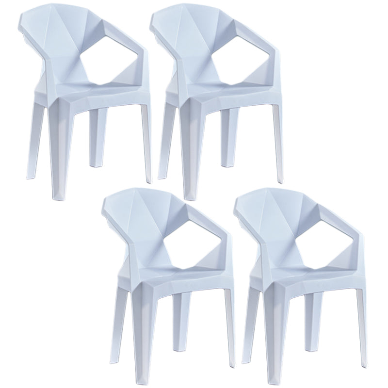 Home Contemporary Arm Chair Solid Back Plastic Stackable Dining Room Chair White 4 Piece Set Clearhalo ' kitchen&dining_furn' 'Dining Chairs' 'Dining Tables & Seating' 'dining_chair' 'furn' 'furn_dining_chair' 'Furniture' 'furniture_dining_chair' 'Kitchen & Dining Furniture' 'kitchen' 3539538
