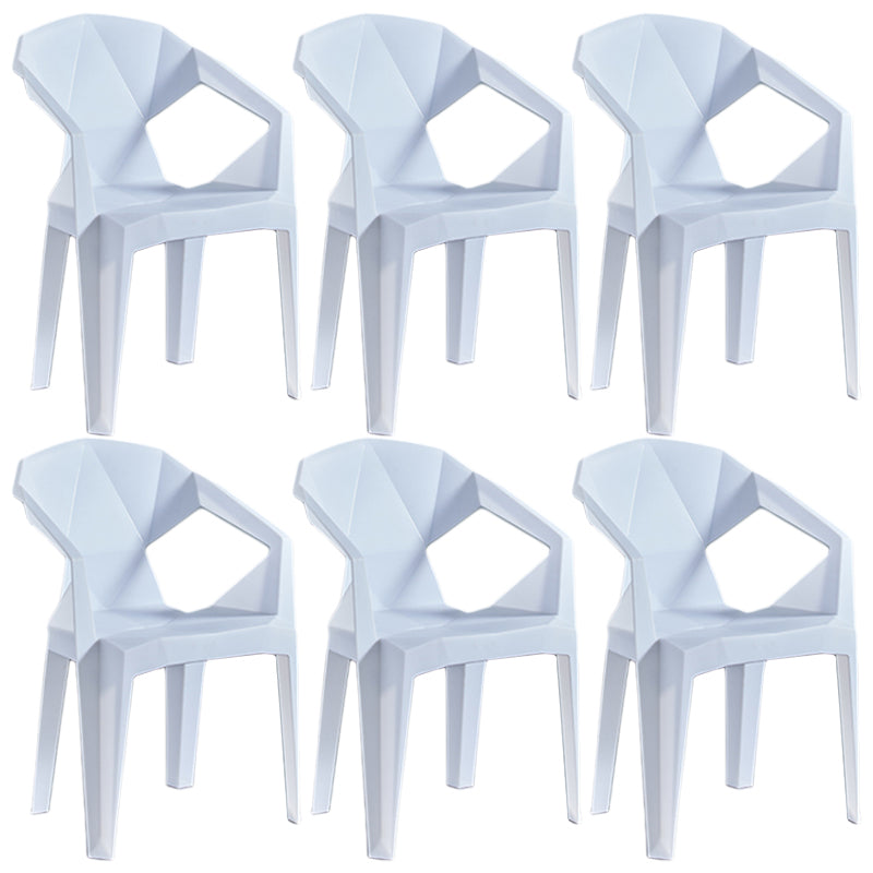 Home Contemporary Arm Chair Solid Back Plastic Stackable Dining Room Chair White 6 Piece Set Clearhalo ' kitchen&dining_furn' 'Dining Chairs' 'Dining Tables & Seating' 'dining_chair' 'furn' 'furn_dining_chair' 'Furniture' 'furniture_dining_chair' 'Kitchen & Dining Furniture' 'kitchen' 3539539