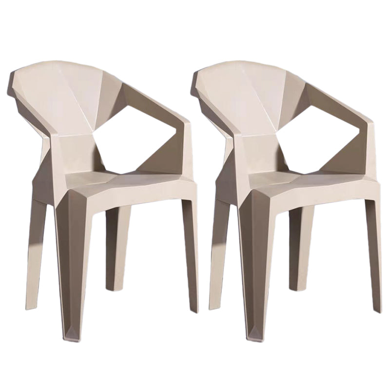 Home Contemporary Arm Chair Solid Back Plastic Stackable Dining Room Chair Khaki 2 Piece Set Clearhalo ' kitchen&dining_furn' 'Dining Chairs' 'Dining Tables & Seating' 'dining_chair' 'furn' 'furn_dining_chair' 'Furniture' 'furniture_dining_chair' 'Kitchen & Dining Furniture' 'kitchen' 3539540