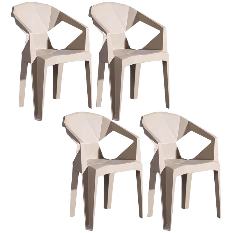 Home Contemporary Arm Chair Solid Back Plastic Stackable Dining Room Chair Khaki 4 Piece Set Clearhalo ' kitchen&dining_furn' 'Dining Chairs' 'Dining Tables & Seating' 'dining_chair' 'furn' 'furn_dining_chair' 'Furniture' 'furniture_dining_chair' 'Kitchen & Dining Furniture' 'kitchen' 3539541