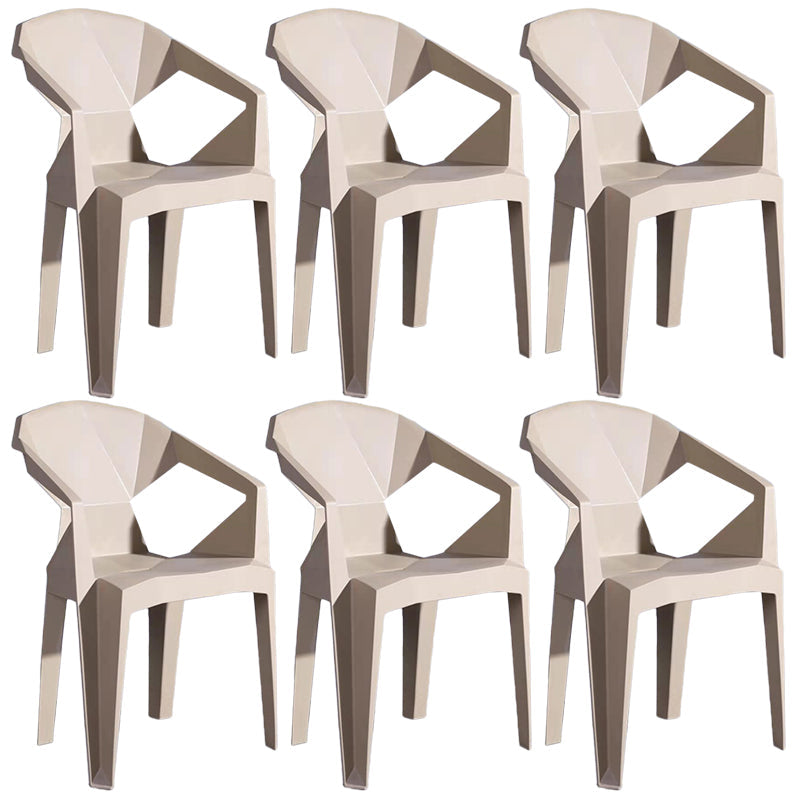 Home Contemporary Arm Chair Solid Back Plastic Stackable Dining Room Chair Khaki 6 Piece Set Clearhalo ' kitchen&dining_furn' 'Dining Chairs' 'Dining Tables & Seating' 'dining_chair' 'furn' 'furn_dining_chair' 'Furniture' 'furniture_dining_chair' 'Kitchen & Dining Furniture' 'kitchen' 3539542