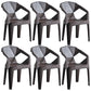 Home Contemporary Arm Chair Solid Back Plastic Stackable Dining Room Chair Brown 6 Piece Set Clearhalo ' kitchen&dining_furn' 'Dining Chairs' 'Dining Tables & Seating' 'dining_chair' 'furn' 'furn_dining_chair' 'Furniture' 'furniture_dining_chair' 'Kitchen & Dining Furniture' 'kitchen' 3539545