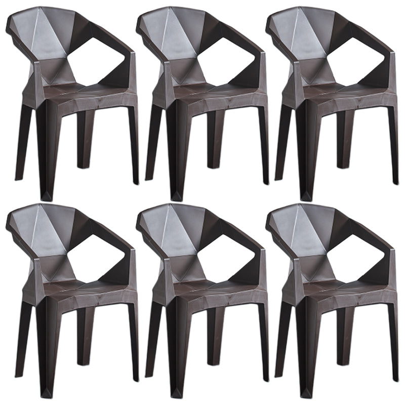 Home Contemporary Arm Chair Solid Back Plastic Stackable Dining Room Chair Brown 6 Piece Set Clearhalo ' kitchen&dining_furn' 'Dining Chairs' 'Dining Tables & Seating' 'dining_chair' 'furn' 'furn_dining_chair' 'Furniture' 'furniture_dining_chair' 'Kitchen & Dining Furniture' 'kitchen' 3539545