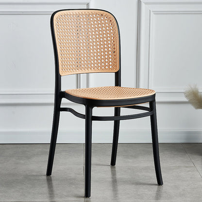 Nordic Wicker/Rattan Patio Dining Chair 34''H Open Back Dining Side Chair for Restaurant Black 1 Piece Clearhalo ' kitchen&dining_furn' 'Dining Chairs' 'Dining Tables & Seating' 'dining_chair' 'furn' 'furn_dining_chair' 'Furniture' 'furniture_dining_chair' 'Kitchen & Dining Furniture' 'kitchen' 3539550