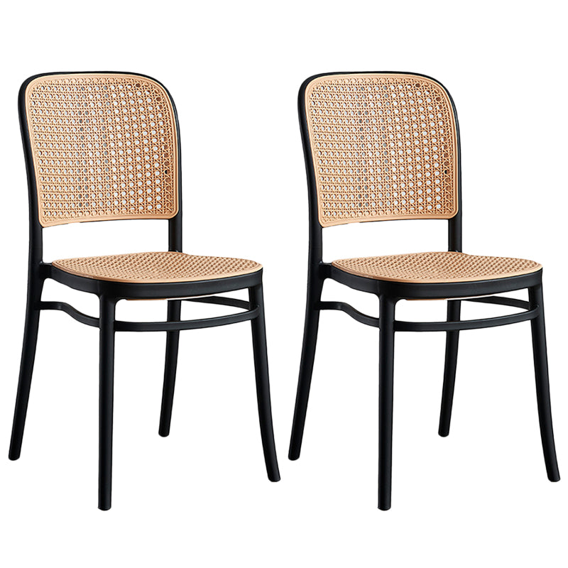 Nordic Wicker/Rattan Patio Dining Chair 34''H Open Back Dining Side Chair for Restaurant Black 2 Piece Set Clearhalo ' kitchen&dining_furn' 'Dining Chairs' 'Dining Tables & Seating' 'dining_chair' 'furn' 'furn_dining_chair' 'Furniture' 'furniture_dining_chair' 'Kitchen & Dining Furniture' 'kitchen' 3539551