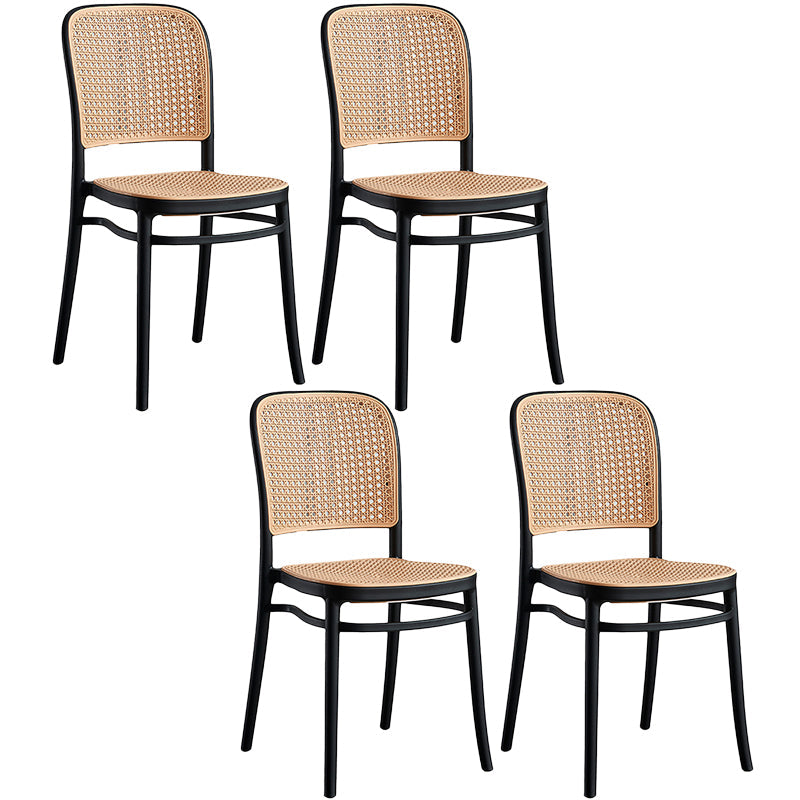 Nordic Wicker/Rattan Patio Dining Chair 34''H Open Back Dining Side Chair for Restaurant Black 4 Piece Set Clearhalo ' kitchen&dining_furn' 'Dining Chairs' 'Dining Tables & Seating' 'dining_chair' 'furn' 'furn_dining_chair' 'Furniture' 'furniture_dining_chair' 'Kitchen & Dining Furniture' 'kitchen' 3539553