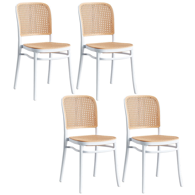 Nordic Wicker/Rattan Patio Dining Chair 34''H Open Back Dining Side Chair for Restaurant White 4 Piece Set Clearhalo ' kitchen&dining_furn' 'Dining Chairs' 'Dining Tables & Seating' 'dining_chair' 'furn' 'furn_dining_chair' 'Furniture' 'furniture_dining_chair' 'Kitchen & Dining Furniture' 'kitchen' 3539557