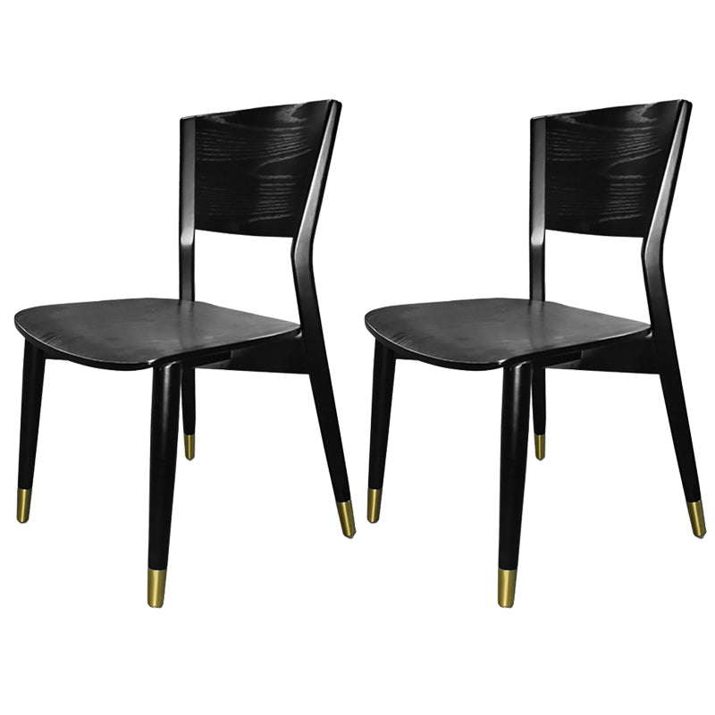 Wood Contemporary Side Dining Chairs with 4 Legs Dining Room Armless Chairs Black-Gold 2 Piece Set Clearhalo ' kitchen&dining_furn' 'Dining Chairs' 'Dining Tables & Seating' 'dining_chair' 'furn' 'furn_dining_chair' 'Furniture' 'furniture_dining_chair' 'Kitchen & Dining Furniture' 'kitchen' 3539586