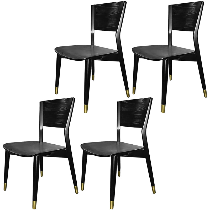 Wood Contemporary Side Dining Chairs with 4 Legs Dining Room Armless Chairs Black-Gold 4 Piece Set Clearhalo ' kitchen&dining_furn' 'Dining Chairs' 'Dining Tables & Seating' 'dining_chair' 'furn' 'furn_dining_chair' 'Furniture' 'furniture_dining_chair' 'Kitchen & Dining Furniture' 'kitchen' 3539587