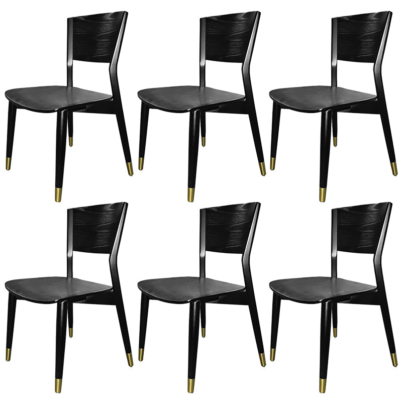 Wood Contemporary Side Dining Chairs with 4 Legs Dining Room Armless Chairs Black-Gold 6 Piece Set Clearhalo ' kitchen&dining_furn' 'Dining Chairs' 'Dining Tables & Seating' 'dining_chair' 'furn' 'furn_dining_chair' 'Furniture' 'furniture_dining_chair' 'Kitchen & Dining Furniture' 'kitchen' 3539588