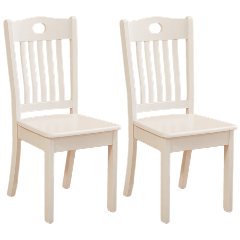 Contemporary Square Solid Wooden Chairs Armless Chairs for Dining Room White Slat Back 2 Piece Set Clearhalo ' kitchen&dining_furn' 'Dining Chairs' 'Dining Tables & Seating' 'dining_chair' 'furn' 'furn_dining_chair' 'Furniture' 'furniture_dining_chair' 'Kitchen & Dining Furniture' 'kitchen' 3539591