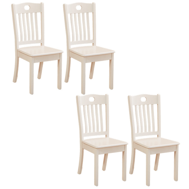 Contemporary Square Solid Wooden Chairs Armless Chairs for Dining Room White Slat Back 4 Piece Set Clearhalo ' kitchen&dining_furn' 'Dining Chairs' 'Dining Tables & Seating' 'dining_chair' 'furn' 'furn_dining_chair' 'Furniture' 'furniture_dining_chair' 'Kitchen & Dining Furniture' 'kitchen' 3539593