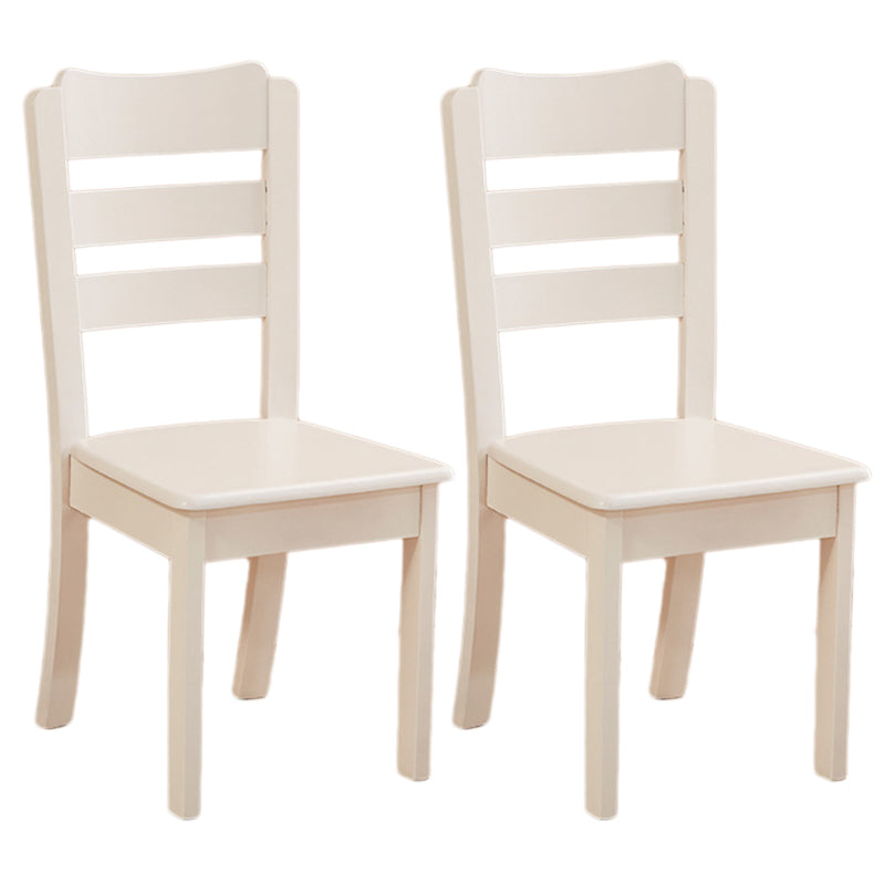 Contemporary Square Solid Wooden Chairs Armless Chairs for Dining Room White Ladder Back 2 Piece Set Clearhalo ' kitchen&dining_furn' 'Dining Chairs' 'Dining Tables & Seating' 'dining_chair' 'furn' 'furn_dining_chair' 'Furniture' 'furniture_dining_chair' 'Kitchen & Dining Furniture' 'kitchen' 3539598