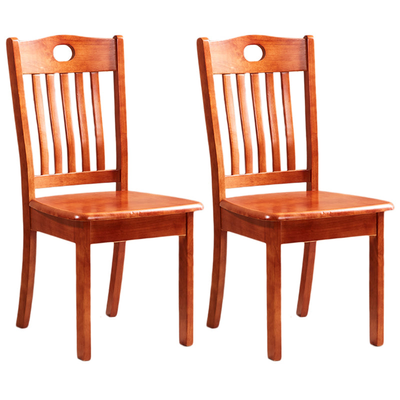 Contemporary Square Solid Wooden Chairs Armless Chairs for Dining Room Orange Slat Back 2 Piece Set Clearhalo ' kitchen&dining_furn' 'Dining Chairs' 'Dining Tables & Seating' 'dining_chair' 'furn' 'furn_dining_chair' 'Furniture' 'furniture_dining_chair' 'Kitchen & Dining Furniture' 'kitchen' 3539604