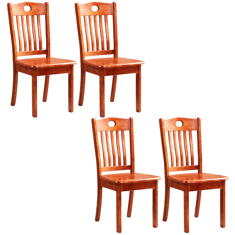 Contemporary Square Solid Wooden Chairs Armless Chairs for Dining Room Orange Slat Back 4 Piece Set Clearhalo ' kitchen&dining_furn' 'Dining Chairs' 'Dining Tables & Seating' 'dining_chair' 'furn' 'furn_dining_chair' 'Furniture' 'furniture_dining_chair' 'Kitchen & Dining Furniture' 'kitchen' 3539606