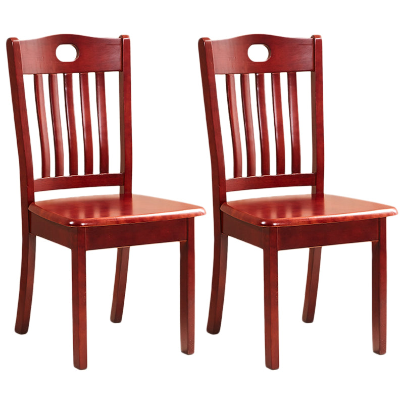 Contemporary Square Solid Wooden Chairs Armless Chairs for Dining Room Red Brown Slat Back 2 Piece Set Clearhalo ' kitchen&dining_furn' 'Dining Chairs' 'Dining Tables & Seating' 'dining_chair' 'furn' 'furn_dining_chair' 'Furniture' 'furniture_dining_chair' 'Kitchen & Dining Furniture' 'kitchen' 3539614