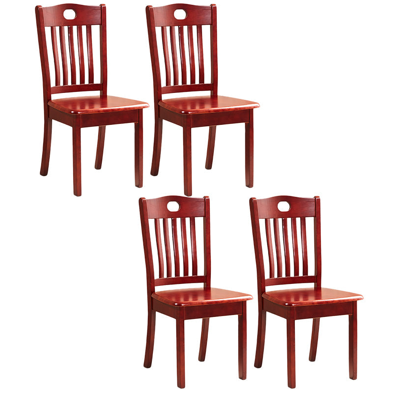 Contemporary Square Solid Wooden Chairs Armless Chairs for Dining Room Red Brown Slat Back 4 Piece Set Clearhalo ' kitchen&dining_furn' 'Dining Chairs' 'Dining Tables & Seating' 'dining_chair' 'furn' 'furn_dining_chair' 'Furniture' 'furniture_dining_chair' 'Kitchen & Dining Furniture' 'kitchen' 3539615