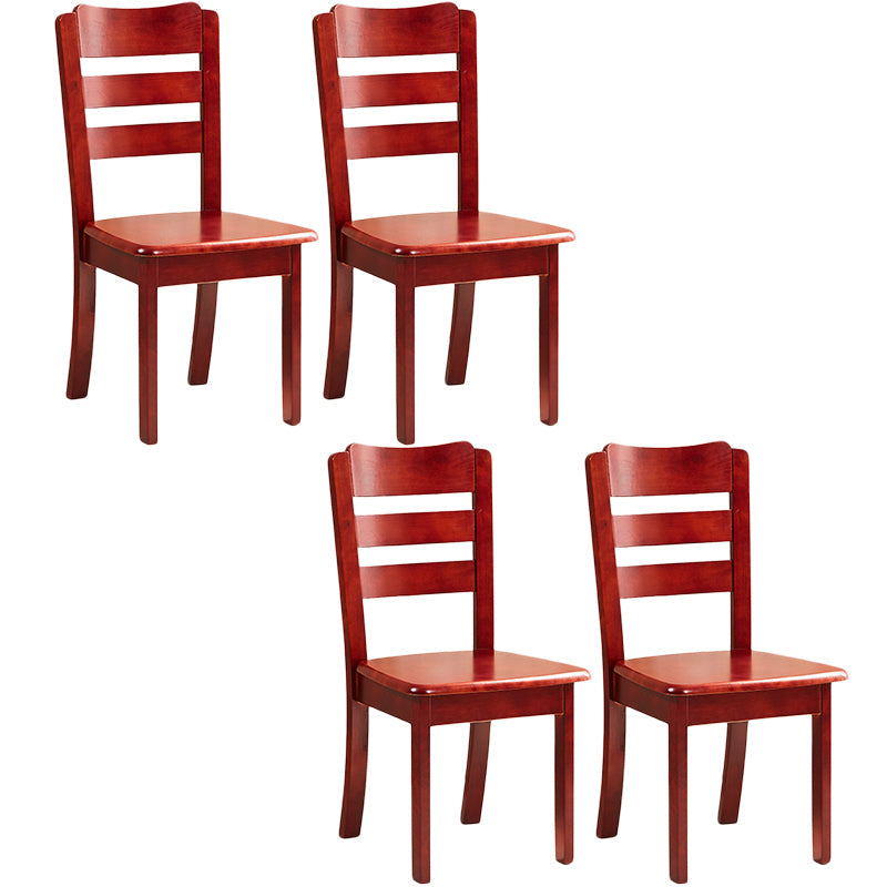 Contemporary Square Solid Wooden Chairs Armless Chairs for Dining Room Red Brown Ladder Back 4 Piece Set Clearhalo ' kitchen&dining_furn' 'Dining Chairs' 'Dining Tables & Seating' 'dining_chair' 'furn' 'furn_dining_chair' 'Furniture' 'furniture_dining_chair' 'Kitchen & Dining Furniture' 'kitchen' 3539618