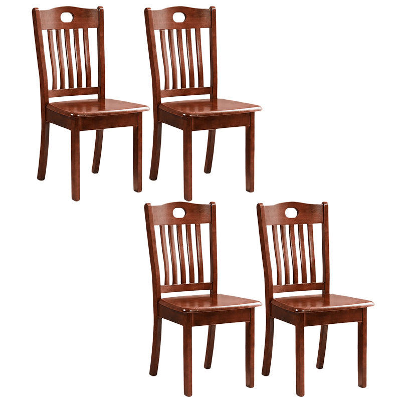 Contemporary Square Solid Wooden Chairs Armless Chairs for Dining Room Walnut Slat Back 4 Piece Set Clearhalo ' kitchen&dining_furn' 'Dining Chairs' 'Dining Tables & Seating' 'dining_chair' 'furn' 'furn_dining_chair' 'Furniture' 'furniture_dining_chair' 'Kitchen & Dining Furniture' 'kitchen' 3539621
