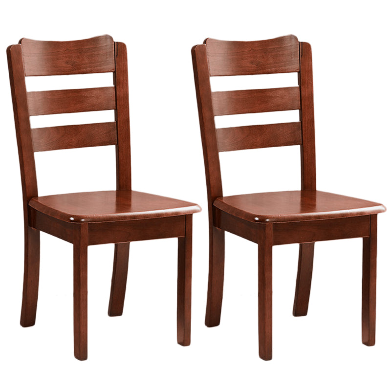 Contemporary Square Solid Wooden Chairs Armless Chairs for Dining Room Walnut Ladder Back 2 Piece Set Clearhalo ' kitchen&dining_furn' 'Dining Chairs' 'Dining Tables & Seating' 'dining_chair' 'furn' 'furn_dining_chair' 'Furniture' 'furniture_dining_chair' 'Kitchen & Dining Furniture' 'kitchen' 3539623