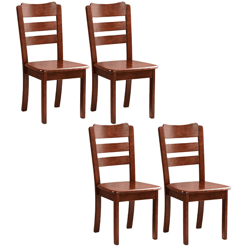 Contemporary Square Solid Wooden Chairs Armless Chairs for Dining Room Walnut Ladder Back 4 Piece Set Clearhalo ' kitchen&dining_furn' 'Dining Chairs' 'Dining Tables & Seating' 'dining_chair' 'furn' 'furn_dining_chair' 'Furniture' 'furniture_dining_chair' 'Kitchen & Dining Furniture' 'kitchen' 3539624