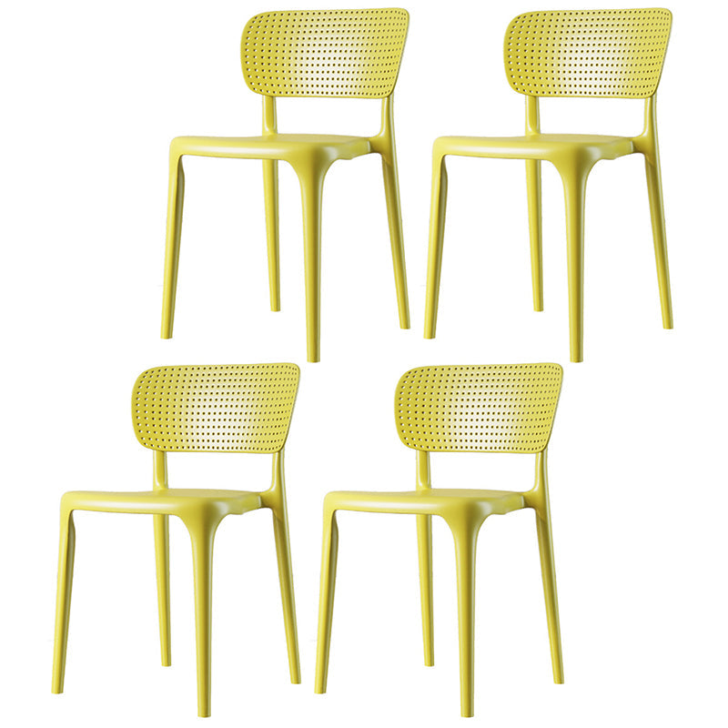 Contemporary Dining Chairs Plastic Dining Armless Side Chair for Home Use Yellow Open 4 Piece Set Clearhalo ' kitchen&dining_furn' 'Dining Chairs' 'Dining Tables & Seating' 'dining_chair' 'furn' 'furn_dining_chair' 'Furniture' 'furniture_dining_chair' 'Kitchen & Dining Furniture' 'kitchen' 3539635