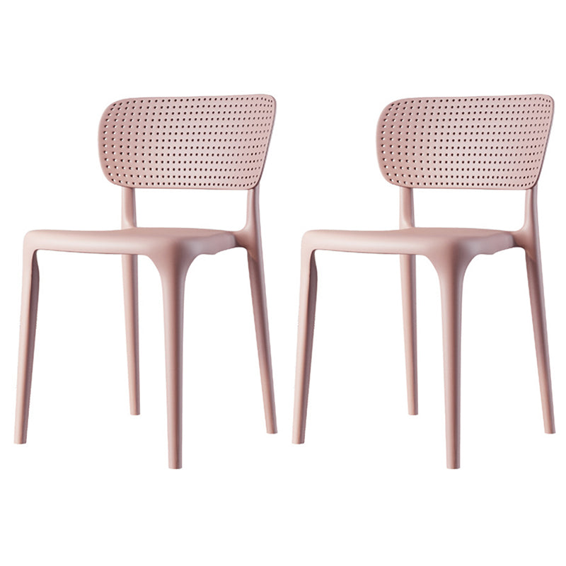 Contemporary Dining Chairs Plastic Dining Armless Side Chair for Home Use Pink Open 2 Piece Set Clearhalo ' kitchen&dining_furn' 'Dining Chairs' 'Dining Tables & Seating' 'dining_chair' 'furn' 'furn_dining_chair' 'Furniture' 'furniture_dining_chair' 'Kitchen & Dining Furniture' 'kitchen' 3539638