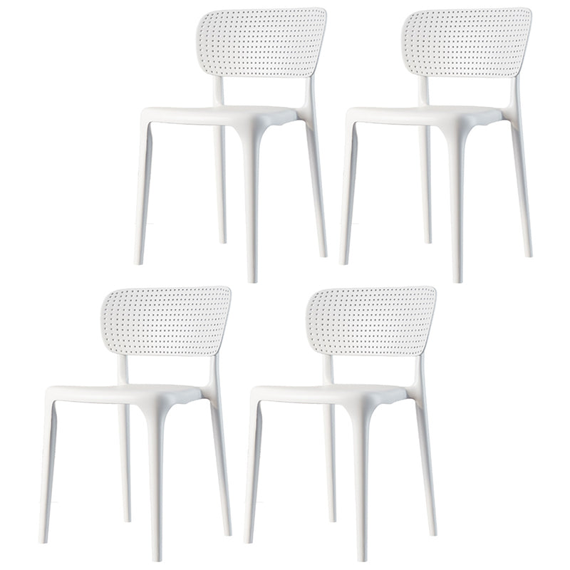 Contemporary Dining Chairs Plastic Dining Armless Side Chair for Home Use White Open 4 Piece Set Clearhalo ' kitchen&dining_furn' 'Dining Chairs' 'Dining Tables & Seating' 'dining_chair' 'furn' 'furn_dining_chair' 'Furniture' 'furniture_dining_chair' 'Kitchen & Dining Furniture' 'kitchen' 3539647